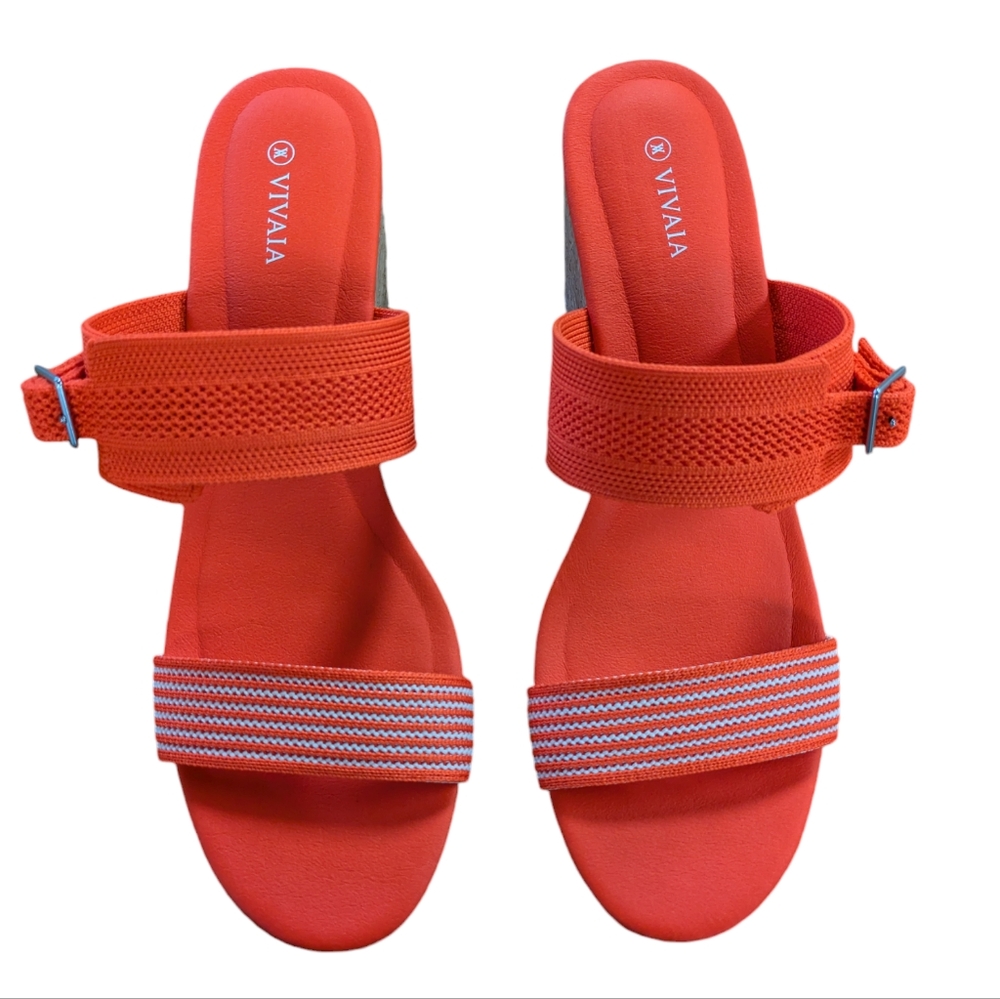 Vivaia Sammy Adjustable Strap Wedge Sandal Citrus Orange Size 42 - Picture 8 of 13